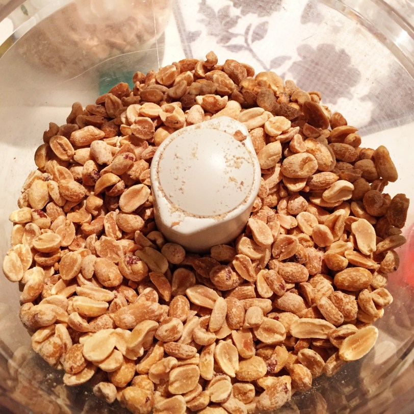 Pour your peanuts in the bowl of the food processor
