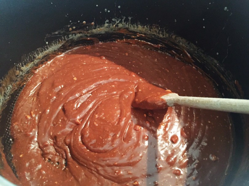 Stir until all of the chocolate is melted and the mixture is completely combined.