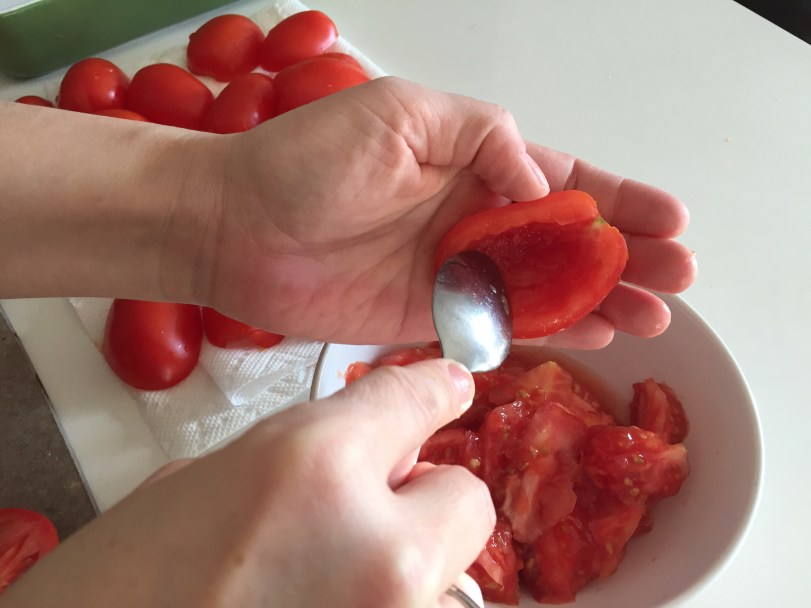 Scoop out the inerds (this way they don't become watery soup.