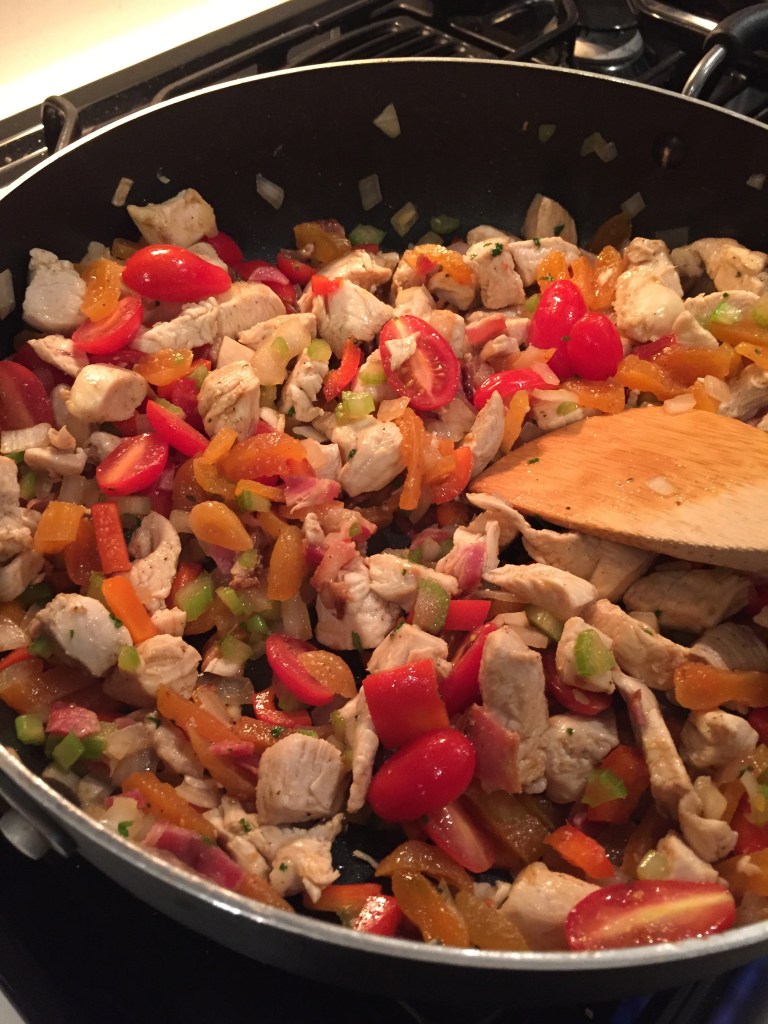 Add everything except your broth and parsley