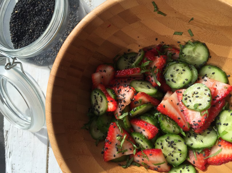 Gorgeous Cucumber, Strawberry Mint Salad!!
