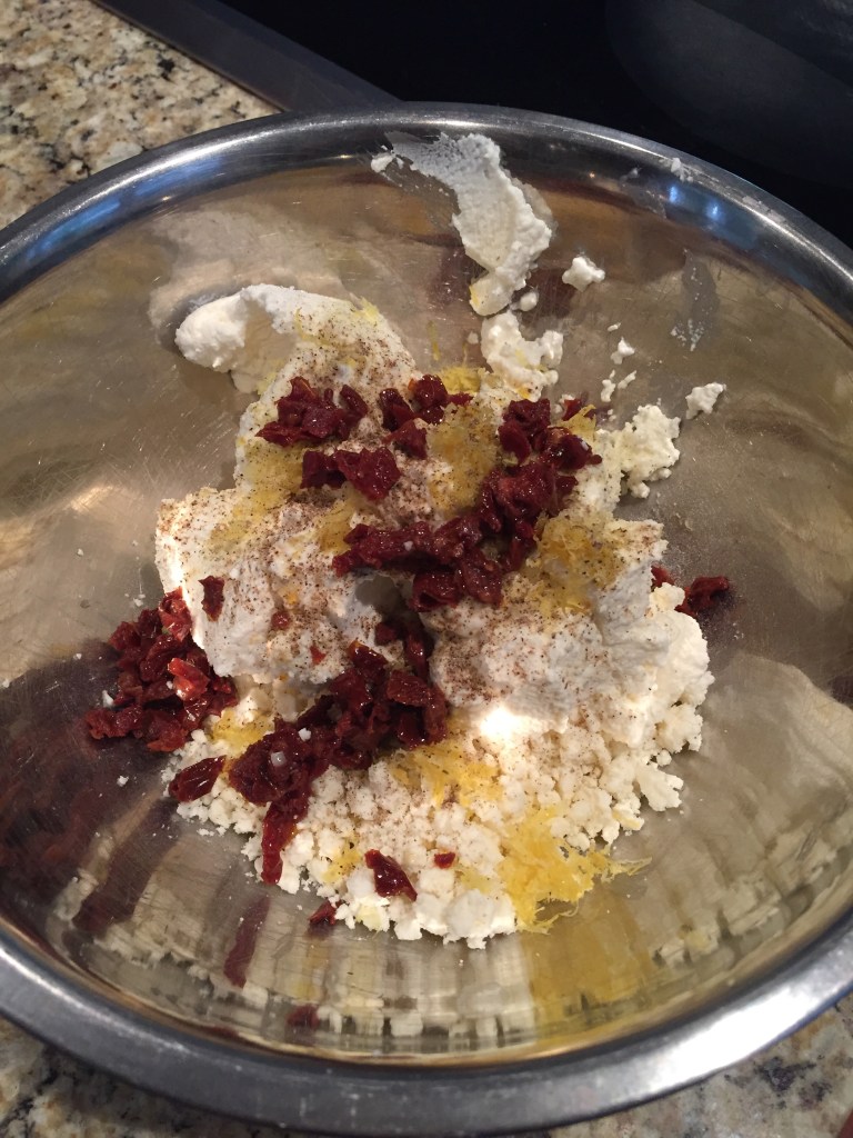 Getting started on the cheese part of the filling